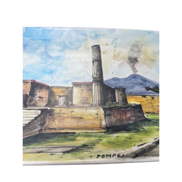 Italain Pompei Ceramic Signed Handpainted Wall Tray Platter SKu 9529 - Picture 3 of 10